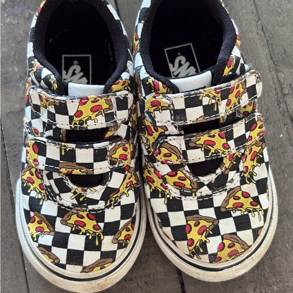 Vans Toddler Black and White Pizza Sneakers
